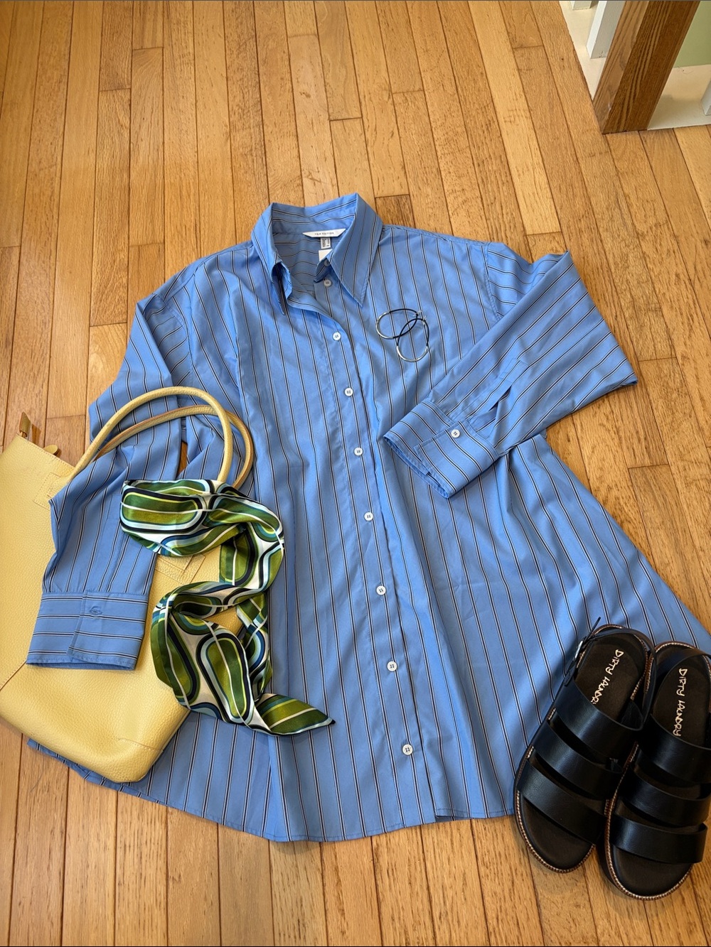 H&M Light Blue Striped Shirt Dress